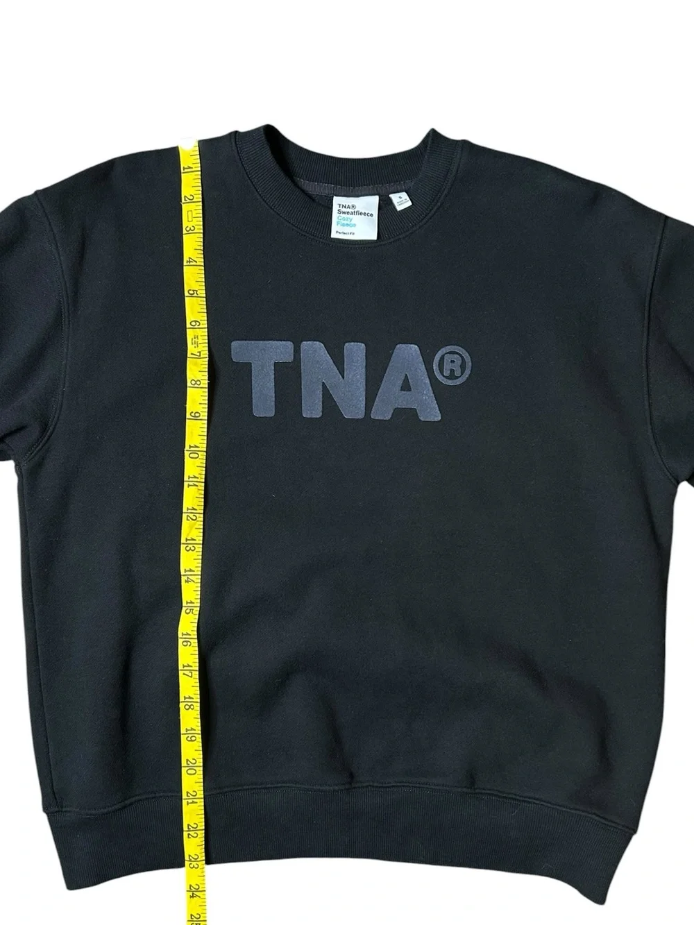 Aritzia TNA Cozy Fleece Perfect Fit Crewneck Sweatshirt Black Women's S